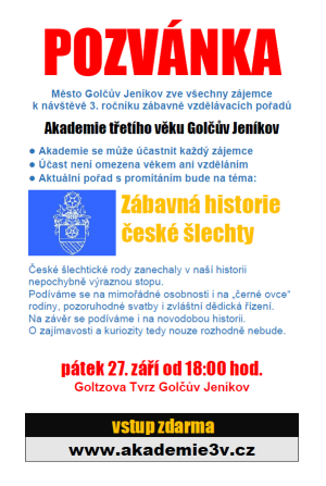 Akademie třetího věku Golčův Jeníkov - Zábavná historie české šlechty 1